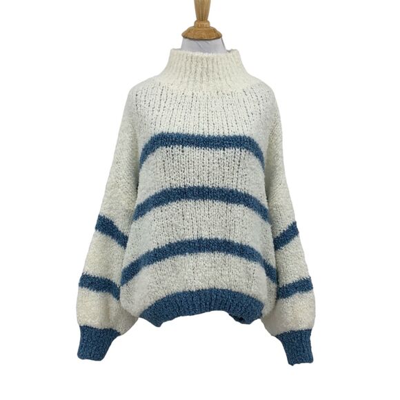 Toscanas 39 Sweater Womens M/L Multi Oversized Alpaca Blend Funnel Neck Cocoon - Picture 1 of 16
